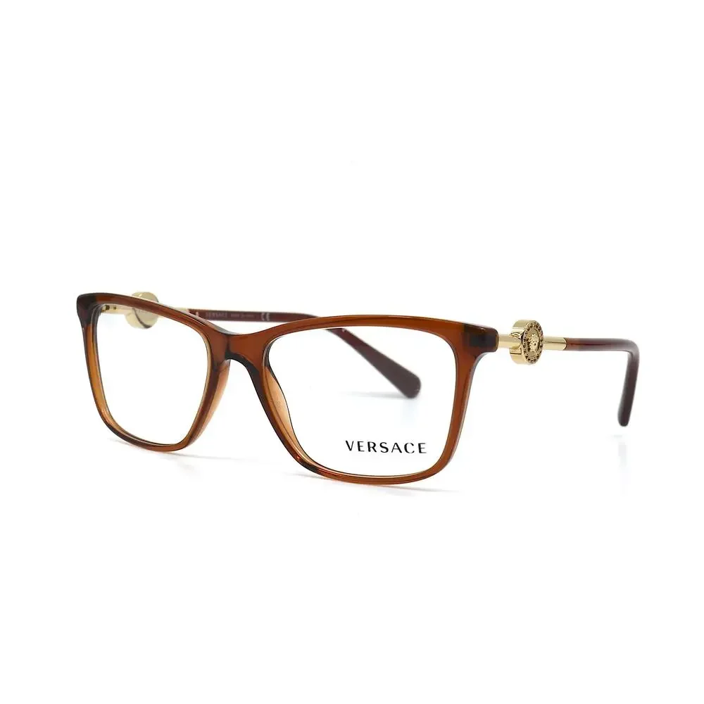 NEW VERSACE VE3299B 5324 TRANSPARENT BROWN AUTHENTIC EYEGLASSES FRAME